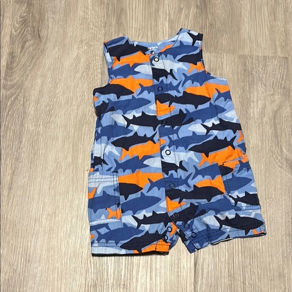 4 for $20 Shark Print Sleeveless Romper - Picture 1 of 1